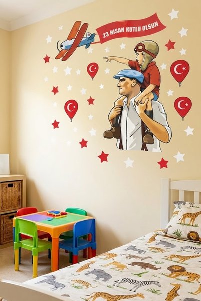 Kt Grup 23 Nisan Çocuk Bayramı ve Atatürk Duvar Pencere Sticker seti
