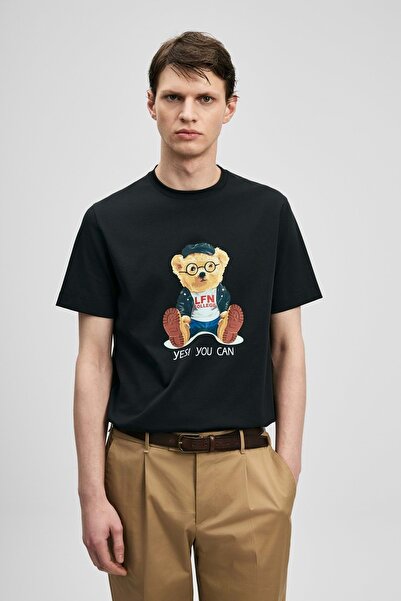 Lufian 111020305 Teddy Modern Graphic T-Shirt Men's T-Shirt Black