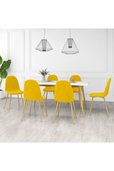 Concept Scaune de bucătărie, 6 buc., galben muștar, catifea