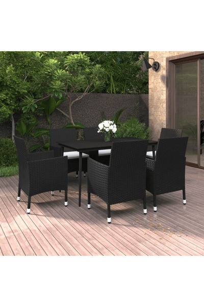 Concept Set mobilier de grădină cu perne, 7 buc, poliratan și sticlă