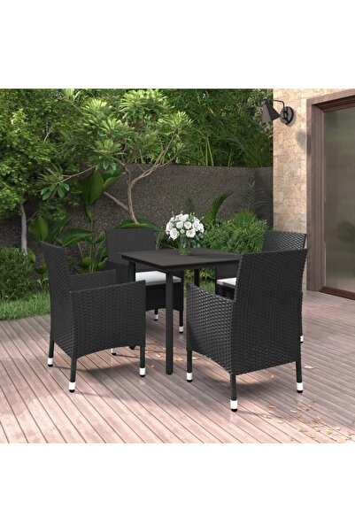 Concept Set mobilier de grădină cu perne, 5 piese, poliratan și sticlă