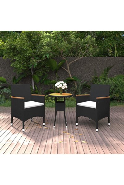 Concept Set de mobilier pentru grădină, 3 piese, negru, poliratan
