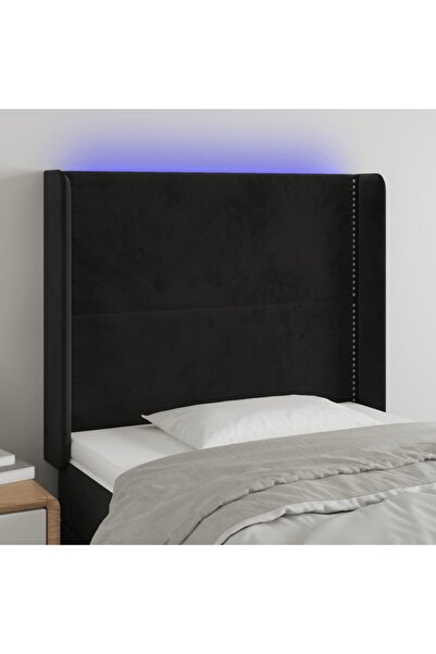 Concept Tăblie de pat cu LED, negru, 103x16x118/128 cm, catifea