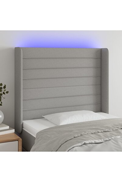 Concept Tăblie de pat cu LED, gri deschis, 83x16x118/128 cm, textil