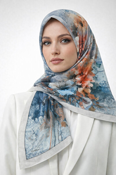 mim eşarp وشاح قطن منقوش بالزهور من إنبا مقاس 90x90 سم