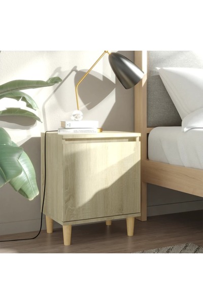 Concept Noptiere picioare lemn masiv 2 buc., stejar sonoma, 40x30x50 cm