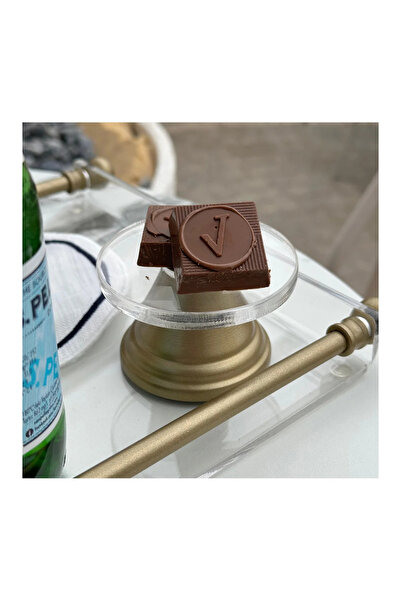 MELOR DESİGN Mat Gold Pleksi Lokumluk | Kahve Yanı Sunumluk |