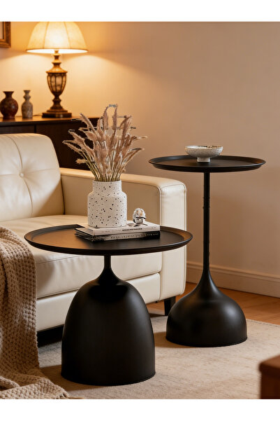 Leon Lifestyle Modern side table with a base, round table with a bell-shaped ...