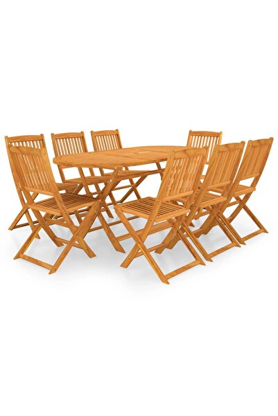 Concept Set mobilier de grădină pliabil, 9 piese, lemn masiv acacia