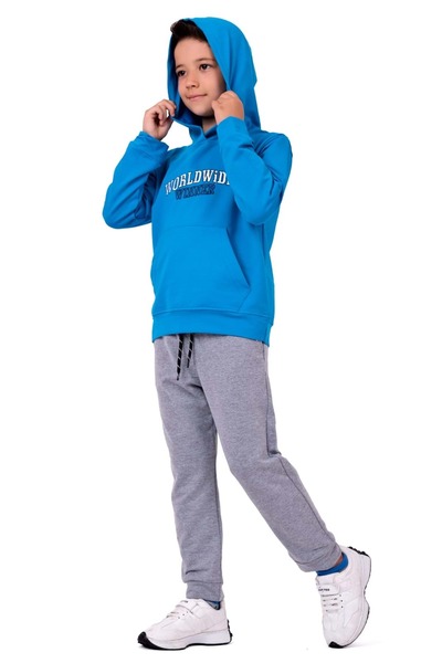 s.t. sebat tekstil Boy's Embroidered Kangaroo Pocket Hooded Sweatshirt Tracks...