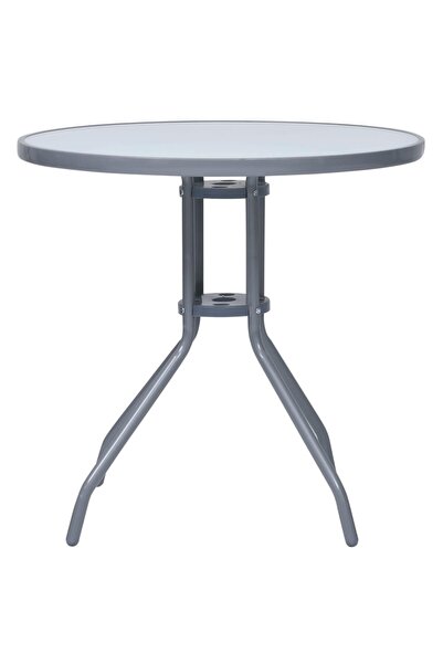 Concept Masă de grădină, gri deschis, 80 cm, oțel și sticlă