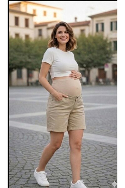 FİDAN FASHİON Fdn Lycra Maternity Shorts Adjustable Waist Belt Arimi Belly Su...