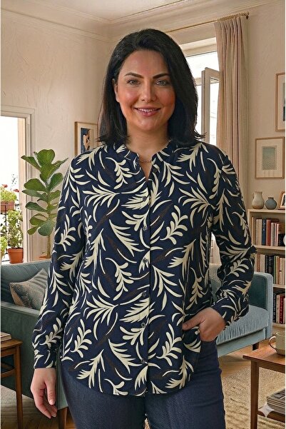 elma abone Plus Size Women's Viscose Buttoned Shirt