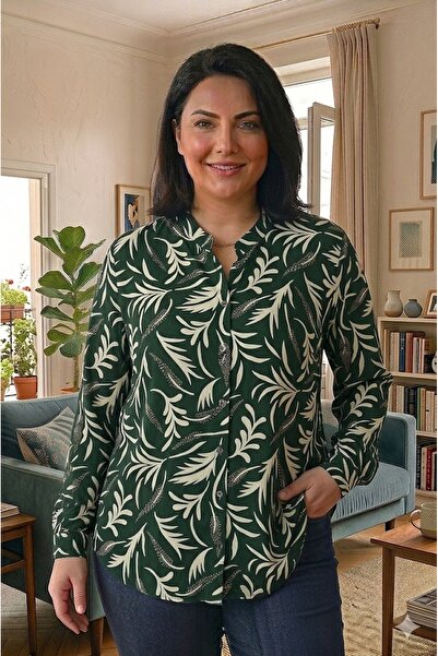 elma abone Plus Size Women's Viscose Buttoned Shirt