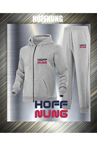 HOFFNUNG ملابس رياضية كبيرة الحجم بسحاب كامل HOFFNUNG NEW GREY