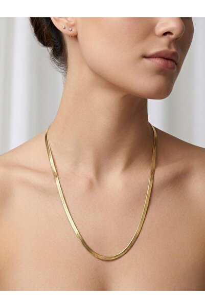 aurora dükkan Steel Gold Italian Chain Necklace