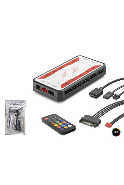 Ru Collective Argb Fan Ve Led Kontrolcü Hub Seti Uzaktan Kumandalı - Siyah ND...