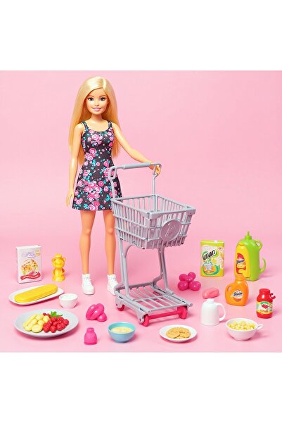 Barbie Supermarket Playset – Complete Set with 20 Accessories, Shopping Cart,...