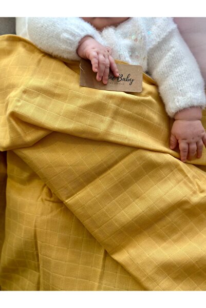 Caline Baby غطاء من قماش الموسلين بنمط عادي - خردل 90x75 سم