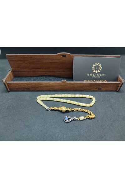 İskeçe Tesbih 4 جرام مع صندوق خشبي. شراشيب فضية 5 جرام. 4 أصابع (حجم صغير) مع...