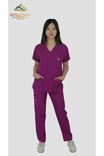 apwexqa tekstil مجموعة سكرابس قماش قابل للتمدد للأطباء والممرضات