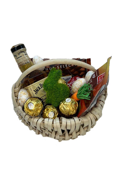 velve Cos cadou de Paste,Jack Honey 200ml,selectie de dulciuri, iepuras decor...