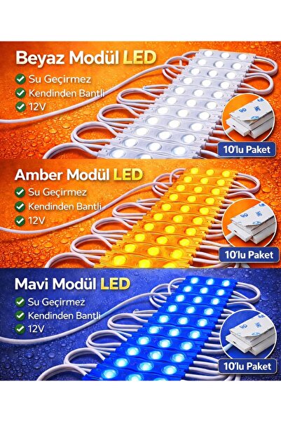ERBAY 10 Adet 1.5W 2835 Mercekli Led Modül, Beyaz, Mavi, Kırmızı, Amber Gün Işığı Renkli