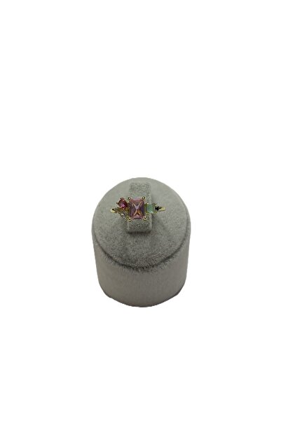 GAMZELİRENKLERİM خاتم بتصميم حجر فضي ملون، قابل للتعديل، على شكل حرف T، مع حج...