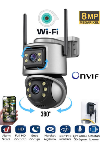 SONREİR ViVa232 WiFi 6MP 2 Kameralı Ip Güvenlik Kamerası Hareketli Gece Görüş...