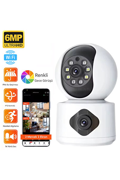 SONREİR MPI AOİ Akıllı Kamera WiFi 6MP 2 Kameralı IP Güvenlik Kamerası Hareke...