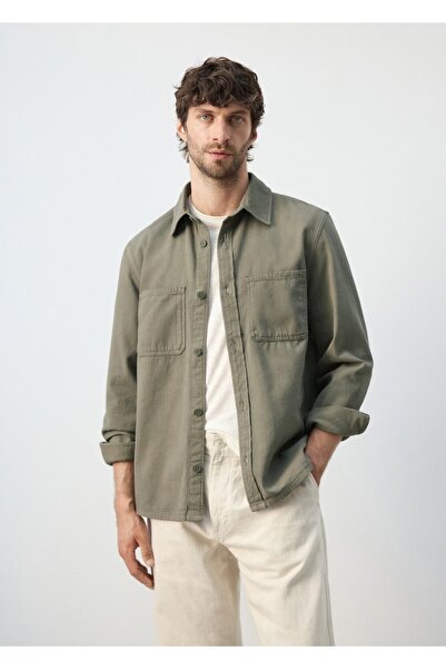 MANGO Man Cepli %100 pamuklu gömlek ceket