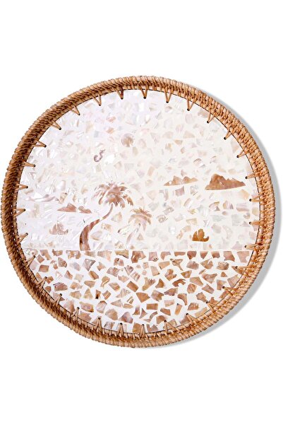 Renesse Home Arus Handmade Rattan Tray 30 cm – Natural Wicker Presentation Tr...