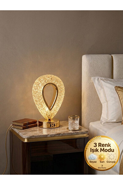 Litra Lighting Damla Model Gold 3 Renk Modu Ledli Modern Elektrikli Masa ve G...