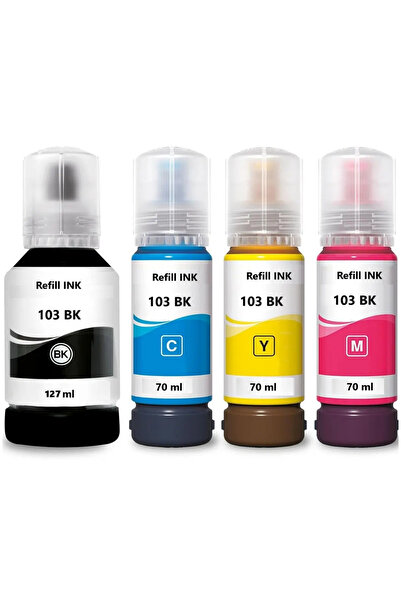 EPSON Siyah 127 ml / Renkliler 70 ml 103 Muadil Mürekkep Seti EcoTank ,L3110,...