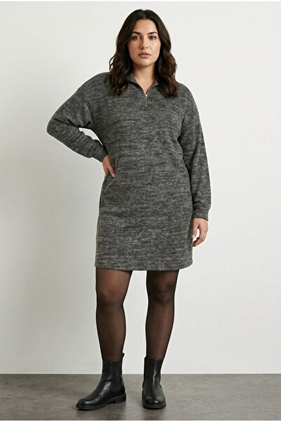 Stil Diva Сукня великого розміру з м'якої текстурованої лайкри та сірої віско...