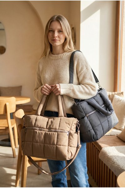 Nuggita Nuggıta Women's Bag - Rettangolo Speciale - Waterproof Puffer Bag - Mink