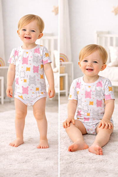 Bulut Anne ve Çocuk kısa kollu Bebek Çocuk %100 pamuklu Çıtçıtlı Body renkli ...