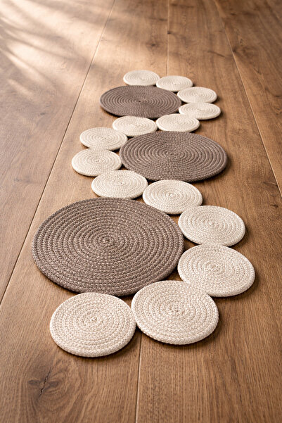 Naspar Σκούρο καφέ & βιζόν Τραβέρσα – 105×34 εκ. Κάλυμμα για τραπέζι, κονσόλα...