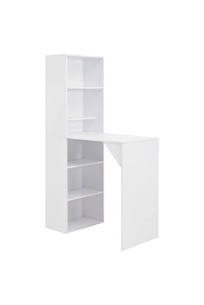 Concept Masă de bar cu dulap, alb, 115 x 59 x 200 cm