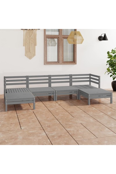 Concept Set mobilier de grădină, 6 piese, gri, lemn masiv de pin