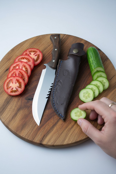 MERTCAN KNİFE Özel Tasarım Deri Kılıflı Kamp Bıçağı - Outdoor Piknik ve Mutfa...