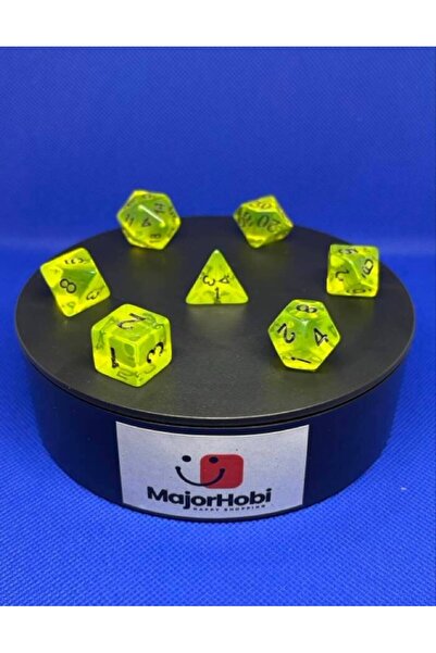 Le Majeur DND FRP 7’li Zar Seti – Şeffaf Açık Yeşil Dungeons & Dragons Masaüs...