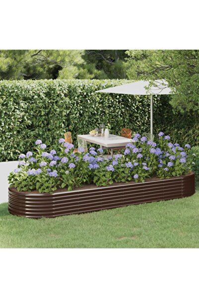 Concept Jardinieră grădină maro 322x100x36 cm oțel vopsit electrostatic