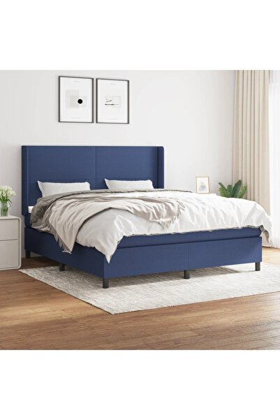 Concept Pat box spring cu saltea, albastru, 180x200 cm, material textil