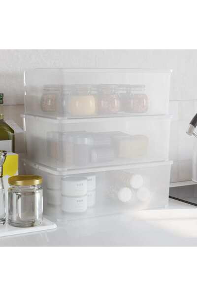 Concept Cutii de depozitare din plastic, 3 buc., 10 L, stivuibile