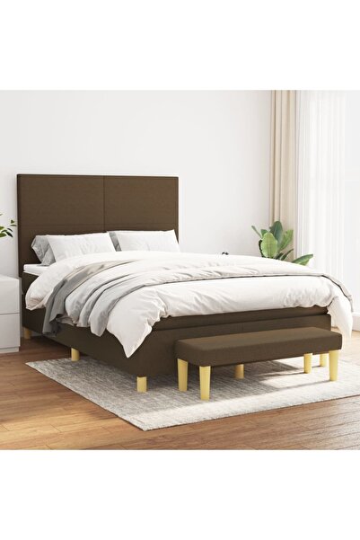 Concept Pat continental cu saltea, maro închis, 140x200 cm, textil
