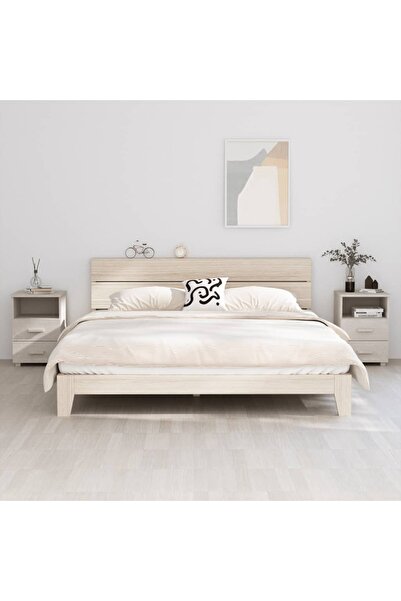 Concept Noptiere, 2 buc., alb, 40x35x62 cm, lemn masiv de pin