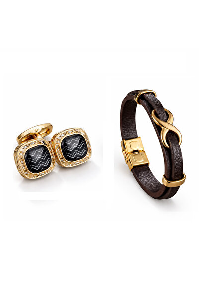 OutfitModa Set Cadou Bărbați Elegant – Butoni Aurii, Bratara, Stil Business, ...