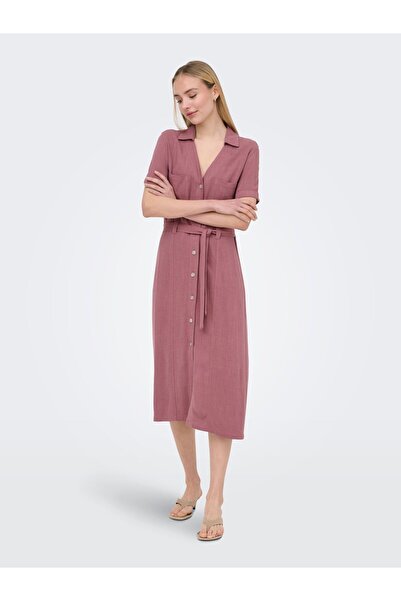 ONLY Hemdblusenkleid ONLSIESTA Leinen Langes Kleid