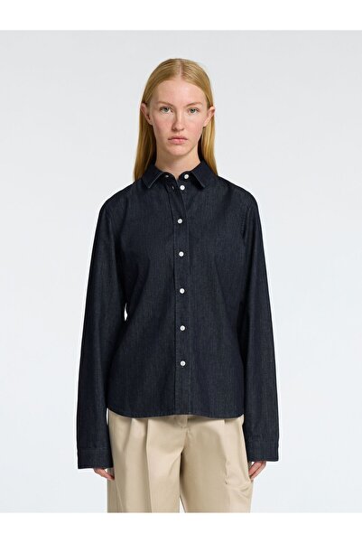 Selected Femme Jeanshemd Körperbetontes Langarm